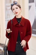 现货！2024冬装小香风主推跑量款双面羊毛呢纯色小清新外套，女装毛呢外套，韩宇舍