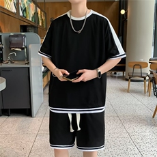 夏季凉感短袖套装男生帅气青少年学院风华夫格T恤搭配TL06，男装T恤，星座1116A-1（原606A）