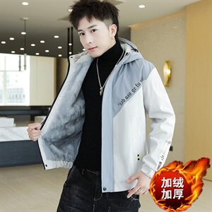 冬季斜拼棉服男模特加厚夹克风衣保暖外套工装棉衣灰867加绒