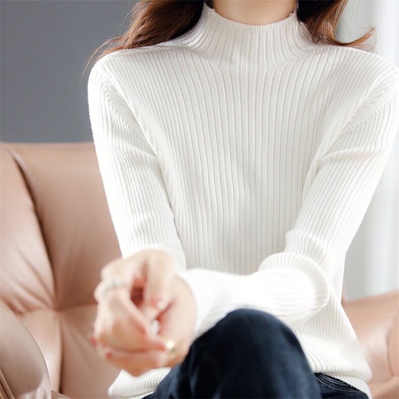 棉针织修身打底衫女长袖套头毛衣2025新款舒适内搭毛衣线衫,针织衫/毛衣,春韵羊绒