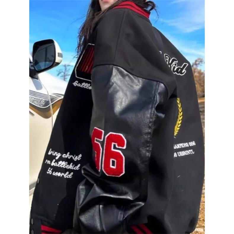 盾徽撞色夹克男女校园风重磅设计感外套秋冬加厚保暖潮流JK8092,男装夹克,星座516A