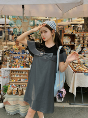 欧洲站2025夏装新款宽松显瘦胖MM时尚T恤裙休闲假两件连衣裙女潮，女装连衣裙，帛香坊