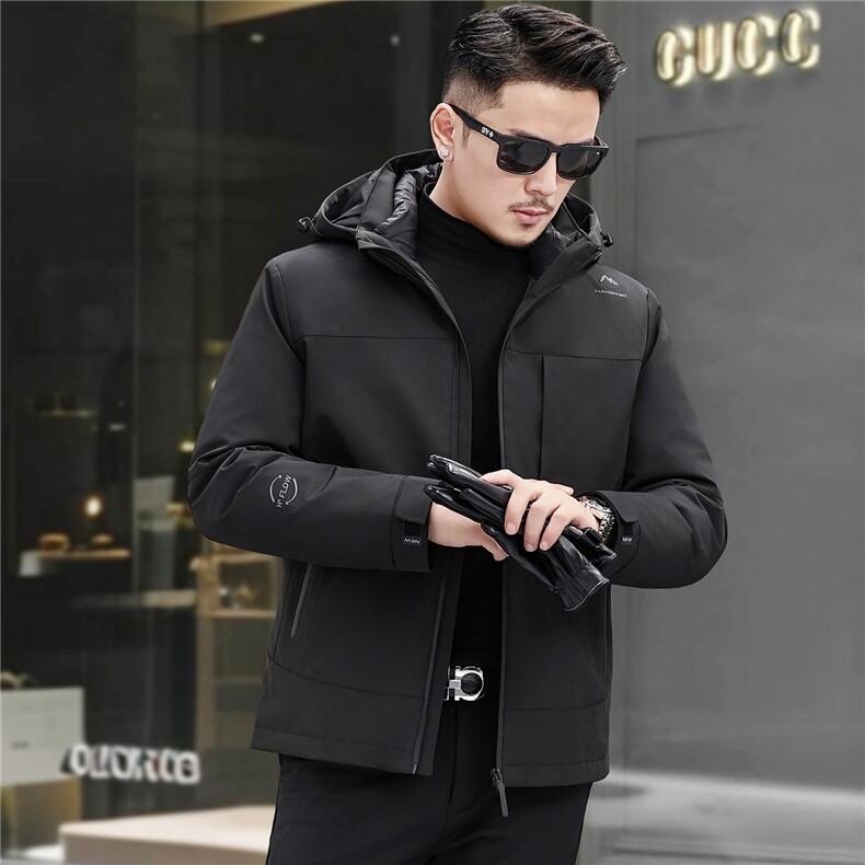 2025一衣三穿短款羽绒服新款中年男士脱卸羽绒90绒子羽绒服外套，男装羽绒服，钱塘723