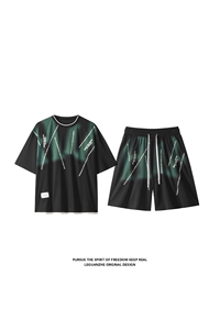 2025 夏季新款 港风白底大码冰丝印花短袖套装M-5X HQ24545-P70图片