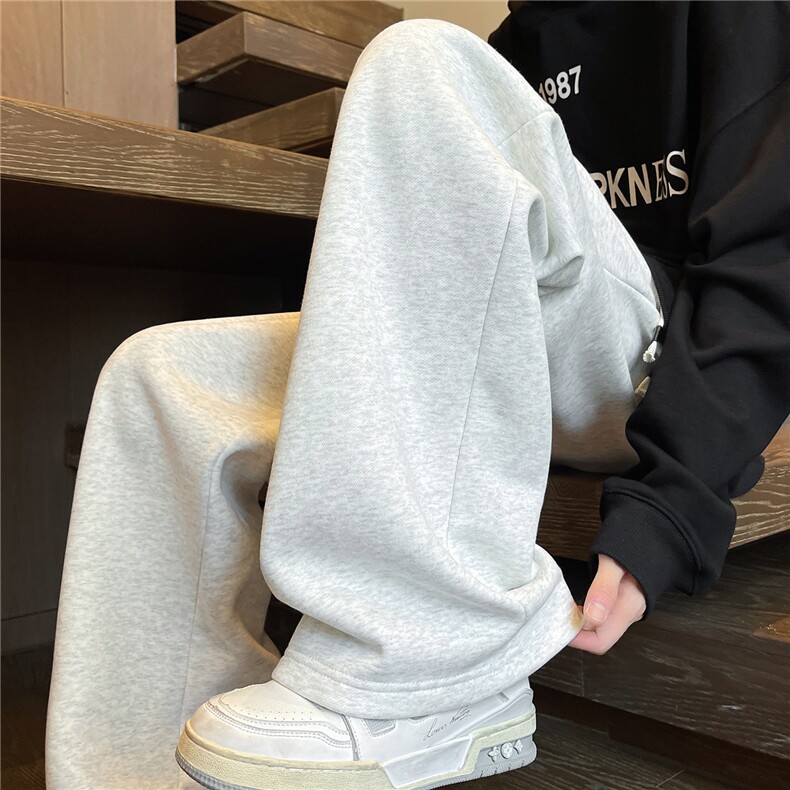 春季纯色休闲卫裤男款直筒美式运动裤特大码宽松阔腿裤KZ006P45,男装休闲裤,电商B312