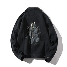 709-JK08-P10020秋款全棉港风复古外套情侣印花牛仔水洗夹克，男装夹克，星座709
