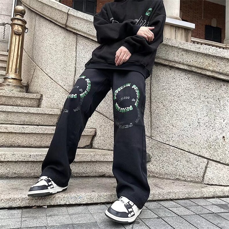 牛仔裤男夏季潮牌宽松大码休闲裤子高街设计感G083P38图片