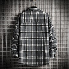 2021秋季新网格大码男宽松落肩排扣气质格子毛呢外套夹克J6025P60，男装夹克，电商A001
