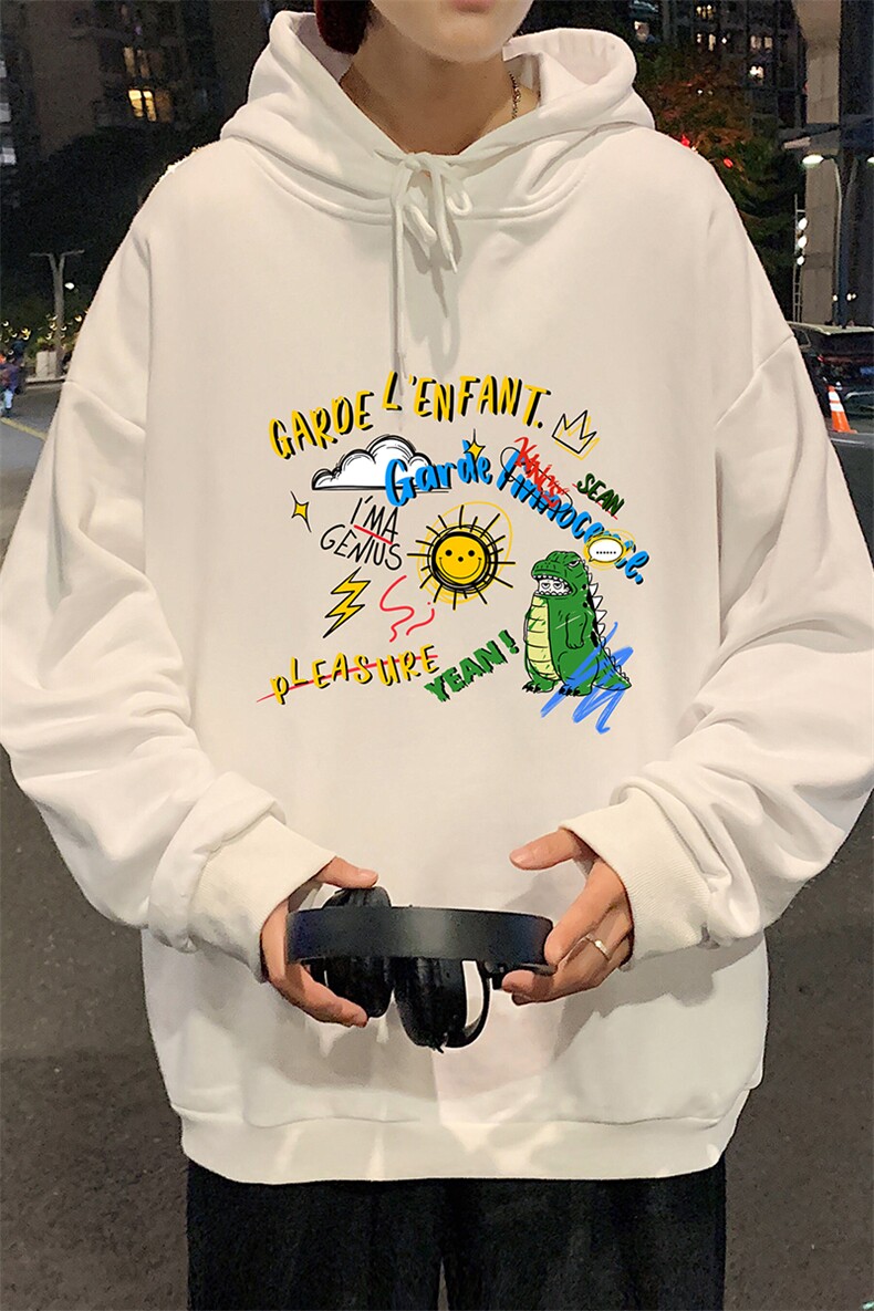 WY2219-P35纯棉连帽卫衣男大码运动帽衫宽松薄外套男,男装卫衣,电商A040