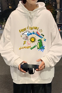 WY2219-P35  纯棉连帽卫衣男大码运动帽衫宽松薄外套男图片