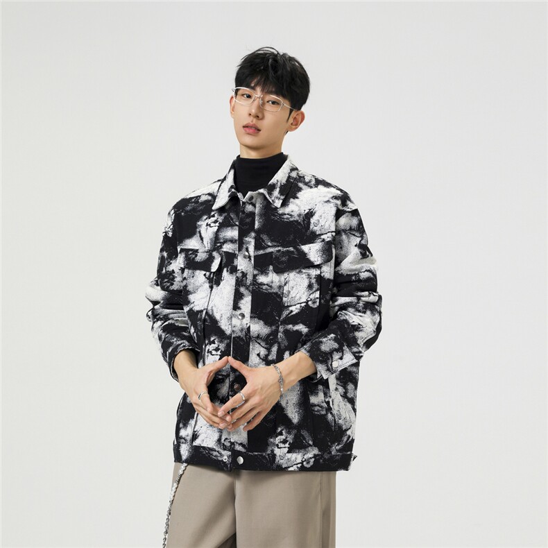 可二开定制扎染雾霾小香风面料大码M-5XL夹克男JK78082P79控128,男装夹克,星座226-1