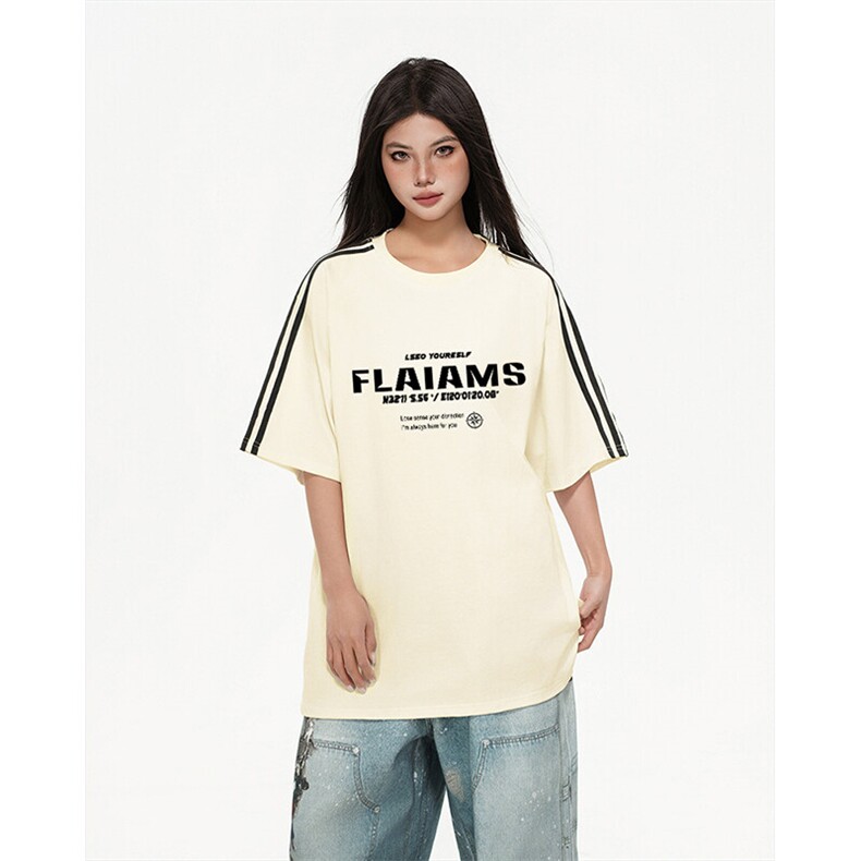 抖音得物高品质二开240克宽松纯棉美式潮牌三条杠织带短袖T恤，男装T恤，电商A486