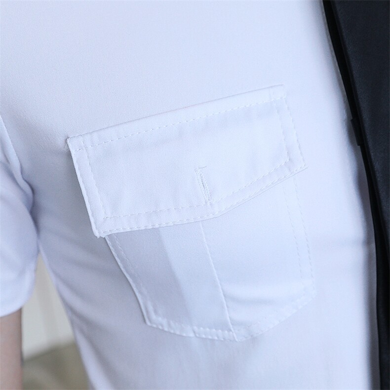 YC099-夏季空少短袖衬衫可定制LOGO大码男夜店酒吧理发店衬衣P35,男装衬衫,星座717A