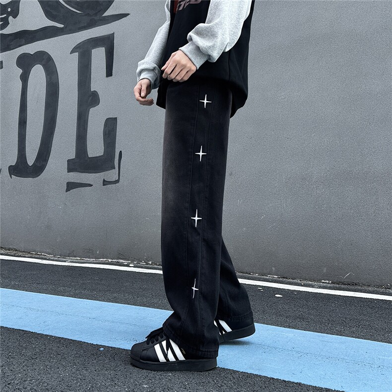 牛仔裤男款潮牌宽松直筒裤子2025新款男生美式春季复古休闲9060,男装牛仔裤,星座302A-2