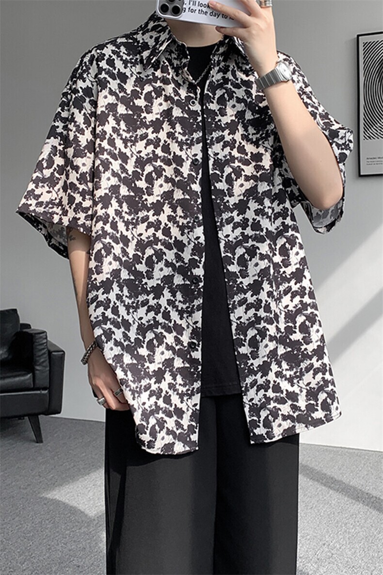 8XL-M花衬衫男短袖夏季薄款冰丝半袖宽松大码休闲外套DC28008P38,男装T恤,电商B312