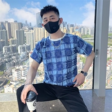 圆领短袖格子男夏季薄款新款内搭夏季打底衫T199，男装T恤，星座1116A-2（原606A-1）
