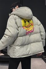 【】A003-HY8010-P125冬装新款笑脸印花连帽棉衣木木1，男装棉衣，电商A003