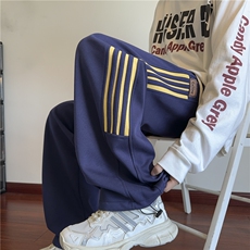 抖音品质春季美式运动条纹设计宽松休闲卫裤B315-K148-特p35控68，男装休闲裤，电商B315