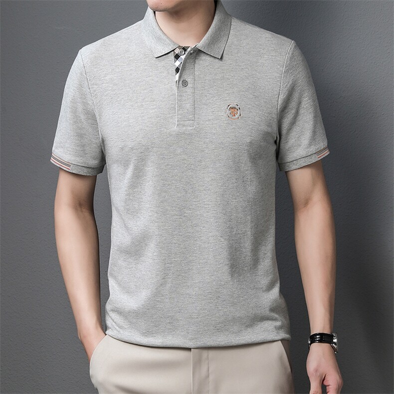 夏季新款男士纯棉翻领短袖t恤中年有领男装上衣服休闲POLO衫,男装T恤,电商B212（原钱塘6029）