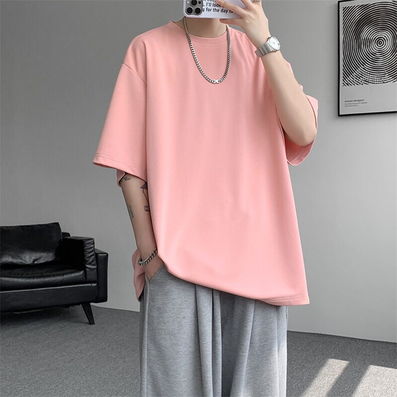 8XL-M高品质重磅棉光版纯色短袖T恤百搭款半截袖五分袖DX332特P23,男装T恤,电商D206-1