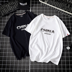 铁网平铺 china字母印花短袖T恤潮牌休闲半袖QT5070-T2005图片