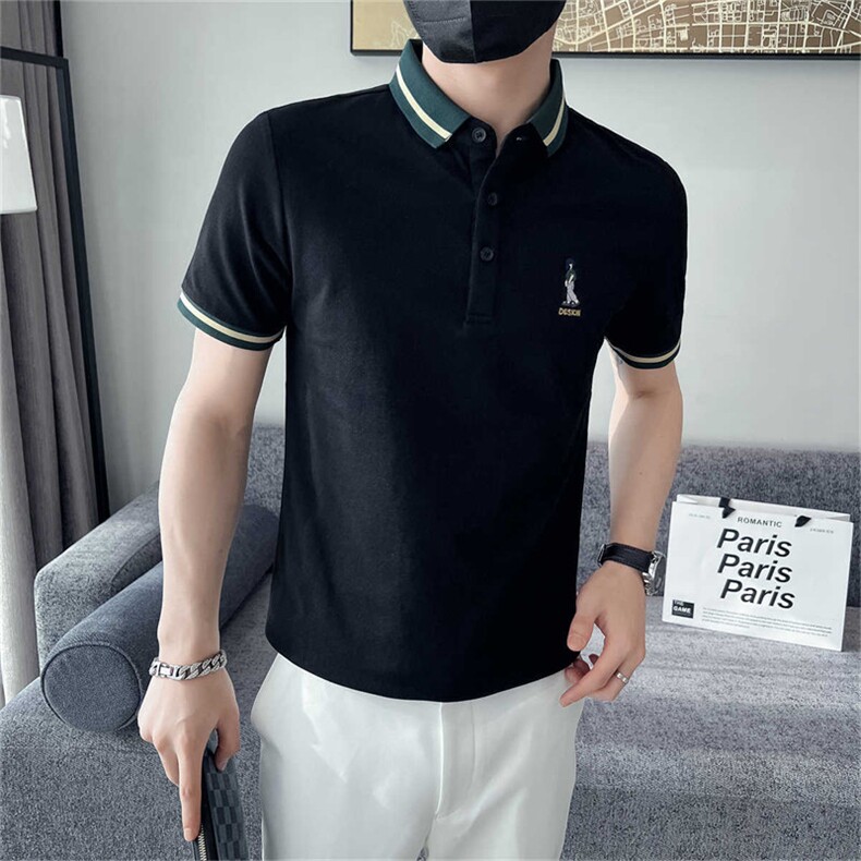 马上升温拿捏撞色高品质短袖polo衫潮流大码翻领t恤T016-P45,男装T恤,电商D342