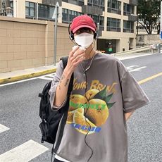 落肩袖重磅短袖t恤夏创意水果印花港风半袖上衣XZ514-2-1295-P28，男装T恤，星座514-2(原B239)