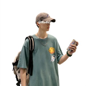 ！春夏新款纯棉宽松短袖T恤男士情侣体恤衫男DX01-P20图片