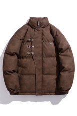 白底立领PU皮复古做旧面料金属飞机扣设计棉衣男MY77726P148控198，男装棉衣，星座227-7