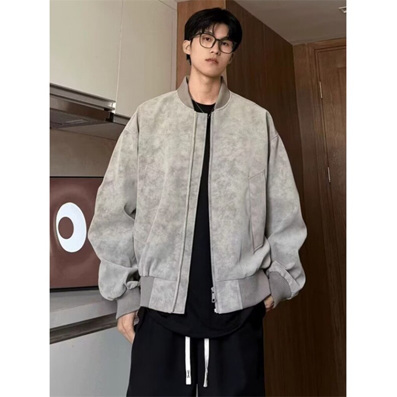 潮牌复古棒球服外套男士春秋2025新款飞行员机车PU皮夹克J334,男装夹克,星座1116A（原606A-3）