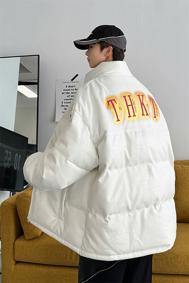 2025PU皮棉衣棉服字母印花鳄鱼纹拼接面包服棉袄皮衣外套1612-P85,男装棉衣,星座207