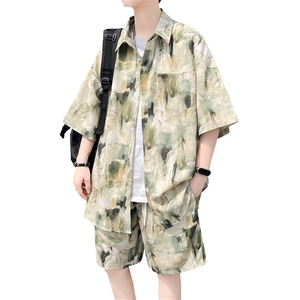 夏季海边沙滩男女同款休闲套装潮牌宽松大码XZ102B-1-TZ2565P55图片