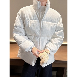 冬季外套纯色棉服 白花灰棉衣保暖情侣面包服男 D2200-TP35不图片