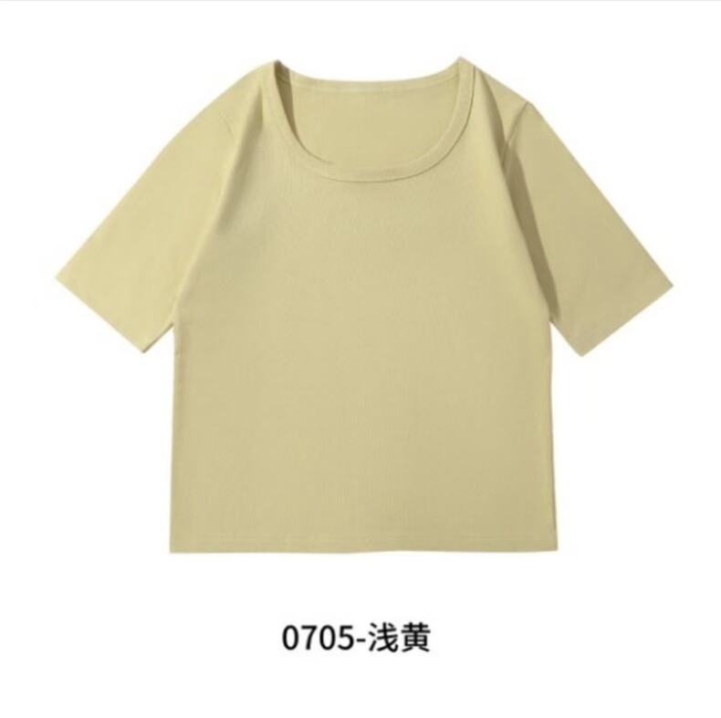 女款螺纹棉短袖休闲百搭纯色,男装T恤,冬梦尼服饰