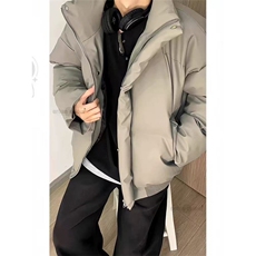 PU皮刺绣立领羽绒棉服外套高级感短款面包服NL02纯色P70刺绣P80，男装棉衣，电商D256-1(原A064-1)