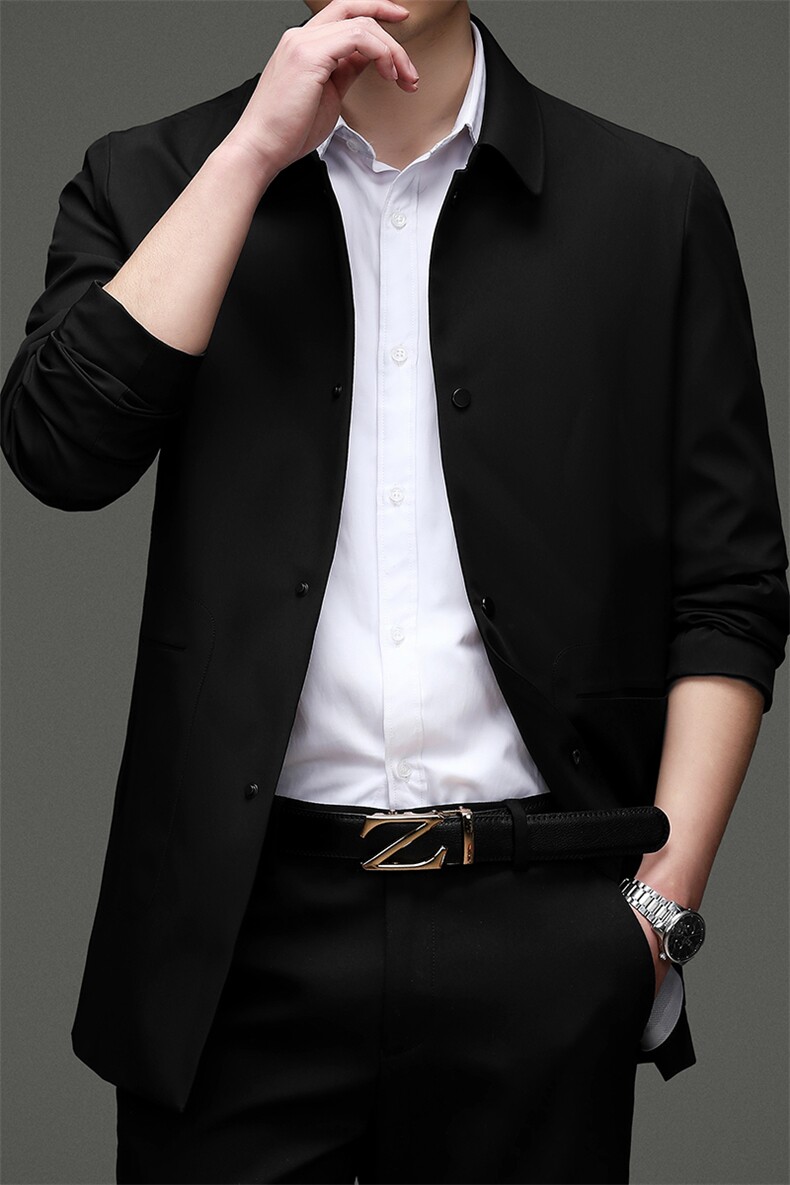 男装2023春季新款夹克中青年男士时尚商务休闲翻领外套男装,男装夹克,电商B212（原钱塘6029）
