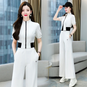 休闲时尚运动套装女2024春秋新款时尚气质女神范坠感阔腿裤两件套图片