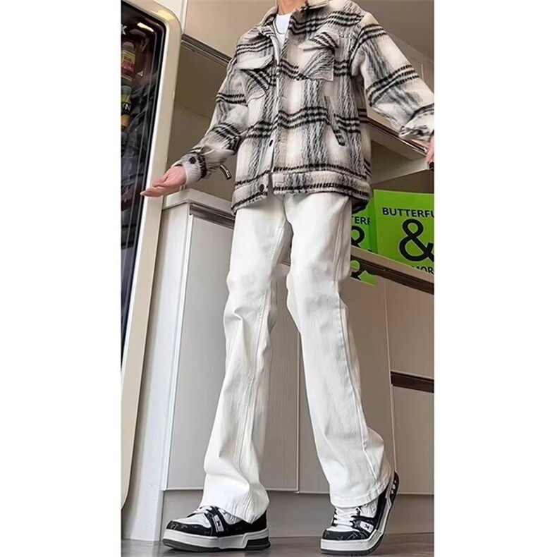 牛仔裤男夏季新款小众高街潮牌美式复古水洗修身直筒休闲长裤,男装牛仔裤,星座506A