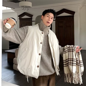 网图纯色无领棉衣马甲外套小众机车棉服夹克背心A025-ZY18304-P50图片