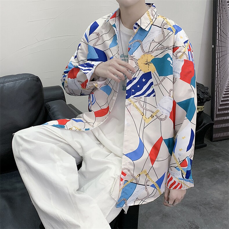长袖衬衫男港风日系衬衫C9634P27,男装衬衫,星座1116-2