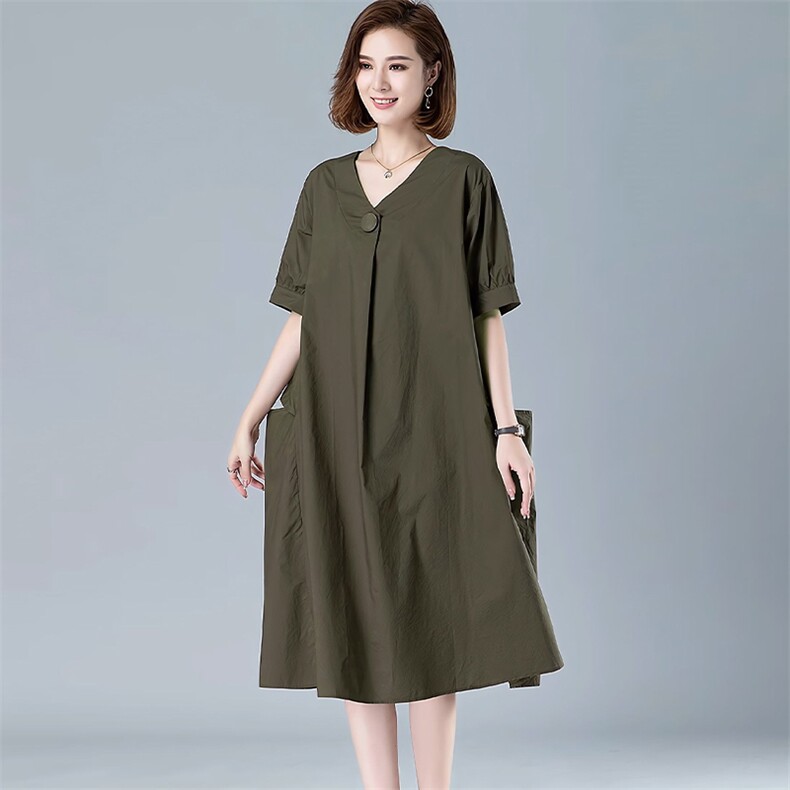 胖MM纯棉连衣裙女韩版宽松大码女装遮肚中年妈妈夏装显瘦全棉裙子,女装连衣裙,3200格调