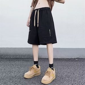 夏季工装短裤男宽松日系美式高街潮牌休闲五分抽绳中裤D2221-P37图片