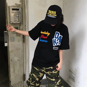 万针全刺绣工艺抖音得物高品质260克重磅纯棉双纱美式高街短袖T恤图片
