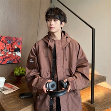羊羔绒工装棉服男生冬季加厚保暖胖子加大码潮牌宽松连帽棉衣外套，男装夹克，电商D206-1