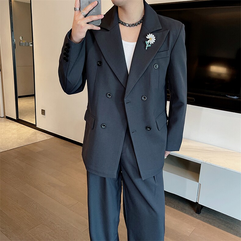 权志龙GD同款时尚双排扣西装休闲西服男韩版外套上衣潮W331-P135，男装西服，电商B267