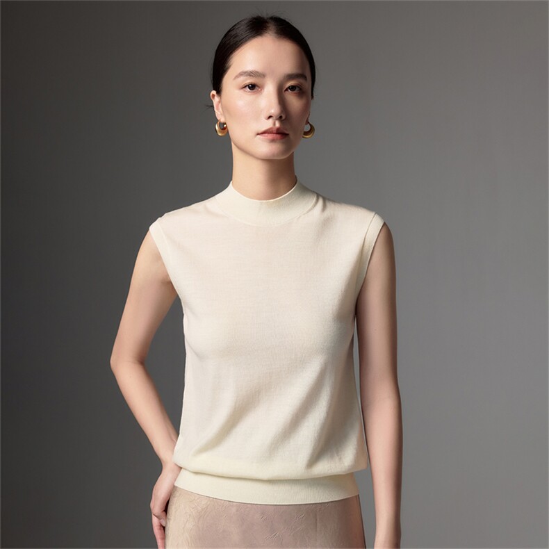 2025秋冬百搭时尚半高领无袖针织衫，女装羊毛衫，蚂蚁派对工厂直营店