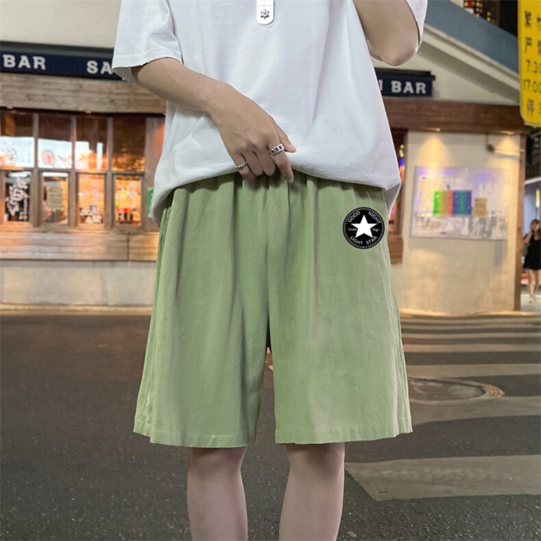 YD33008-P25港风潮牌亚麻短裤男大码棉麻五分裤男中裤沙滩裤,男装休闲裤,电商A040
