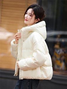 短款连帽羽绒服女2025年冬季新款小个子加厚保暖面包服白鸭绒外套图片