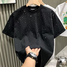 高端满天星短袖T恤男士2025年夏季新款潮牌烫钻圆领体恤男款上衣，男装T恤，电商B212（原钱塘6029）