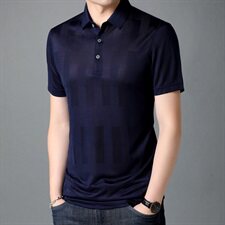 D30026钱塘2021-2夏季男士短袖T恤舒适商务桑蚕丝P125控价239，男装T恤，钱塘207-2